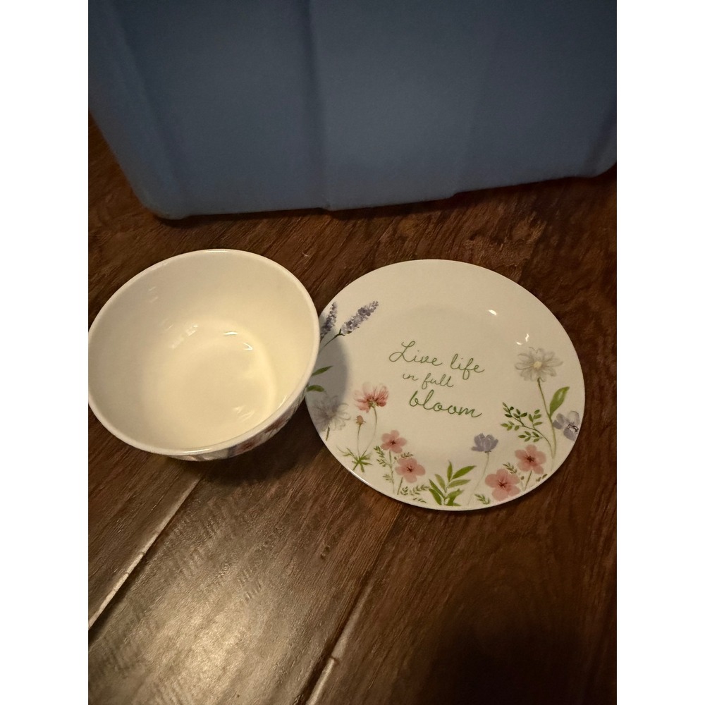 Royal Norfolk Live Life In Full Bloom Floral Bowl and Plate Set White Ceramic